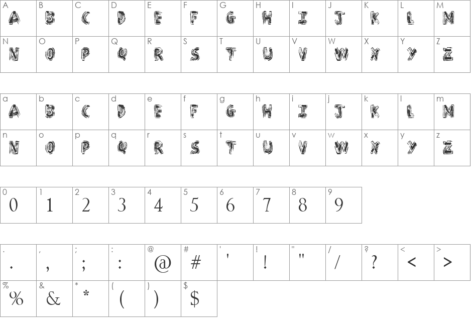 Sketch Pad font character map preview
