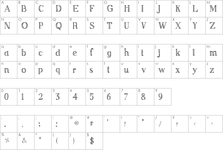 Sketch Serif font character map preview
