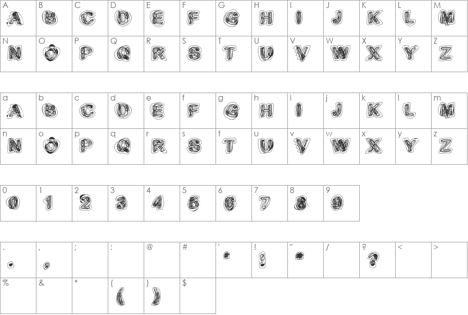 Sketch1 font character map preview
