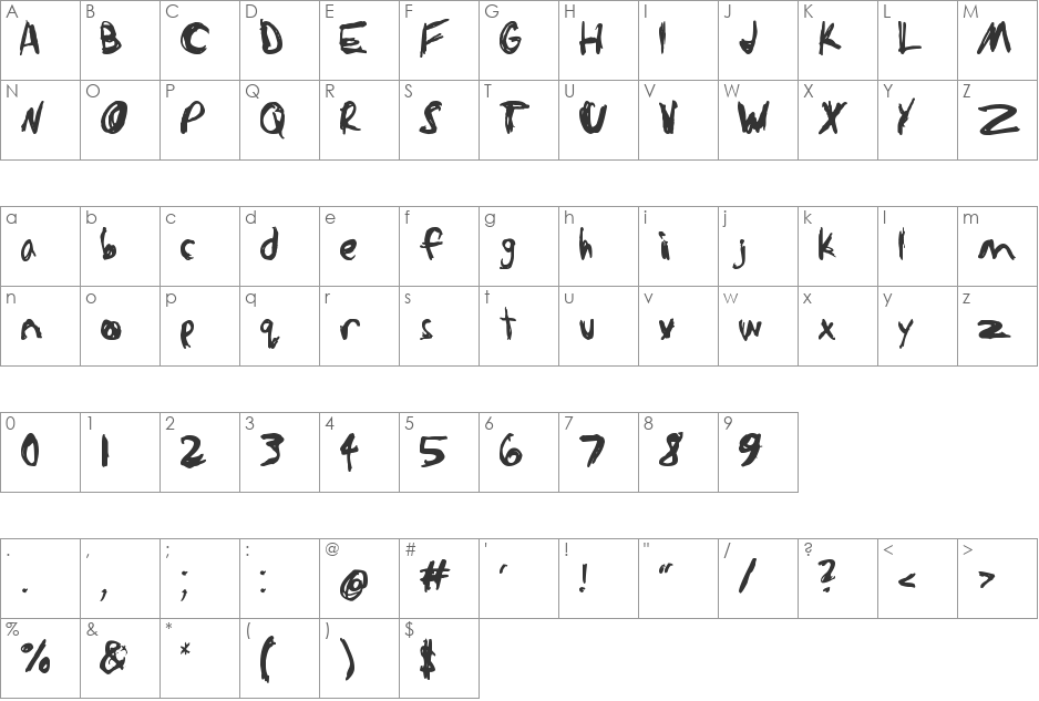 Sketchathon font character map preview