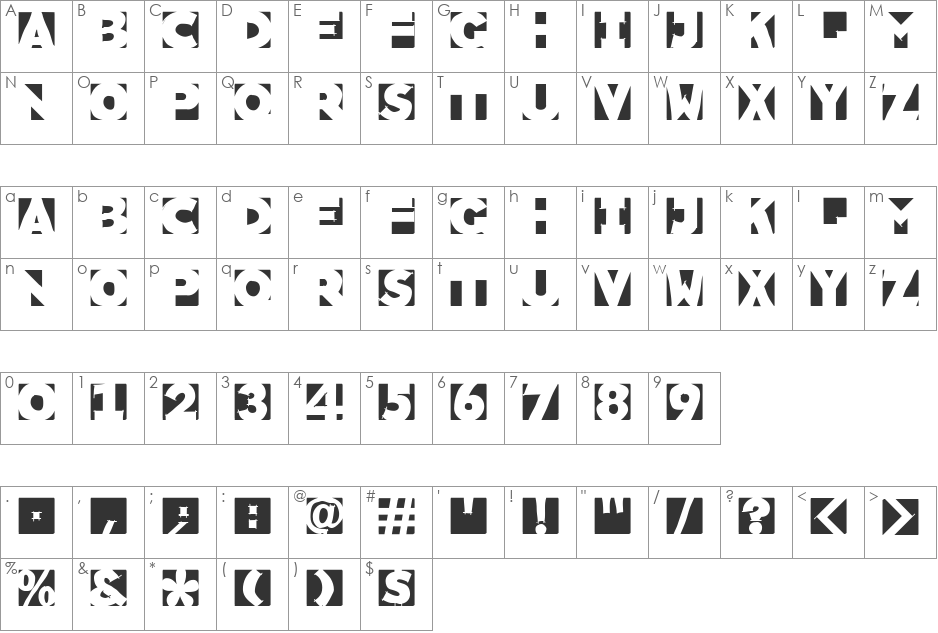 SketchCameosInversA font character map preview