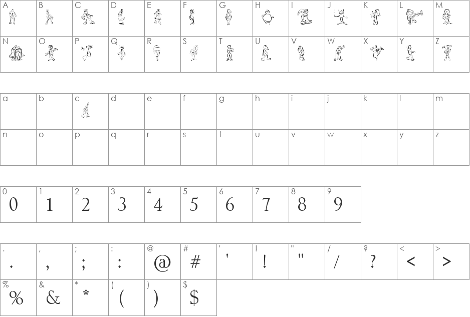 sketchcore font character map preview