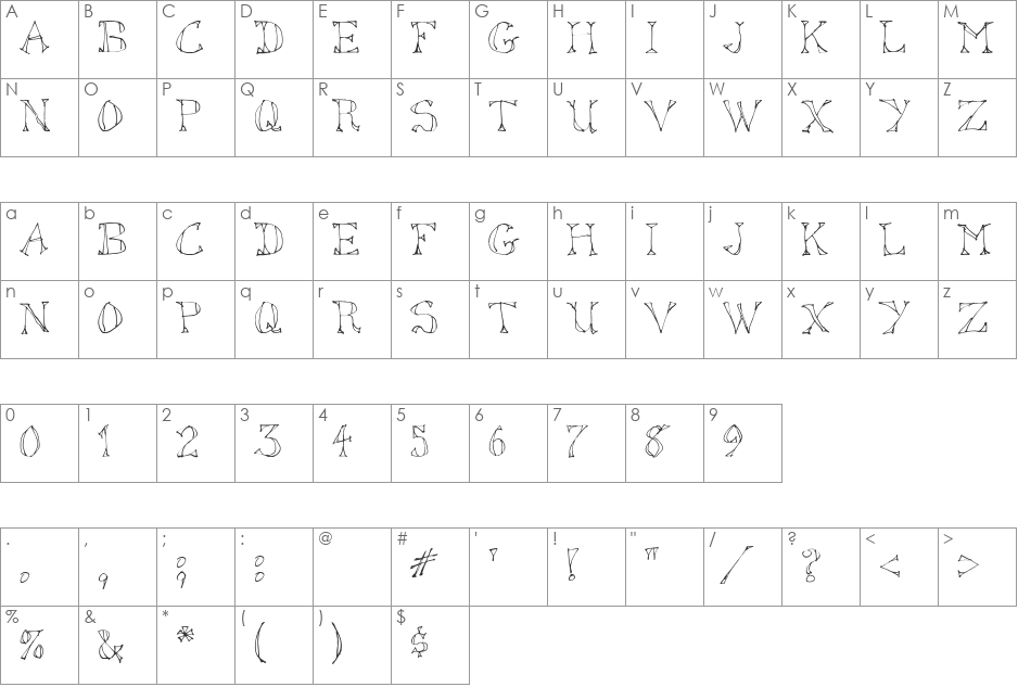 Sketched Out font character map preview