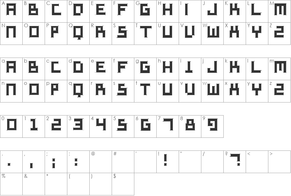 SketchiquaB font character map preview