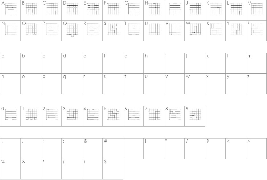 SketchiquaC font character map preview