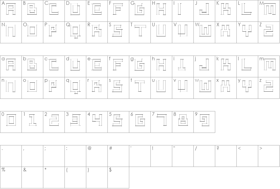 SketchiquaD font character map preview
