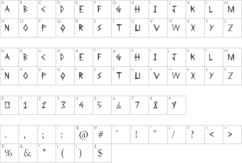 Sketchline font character map preview