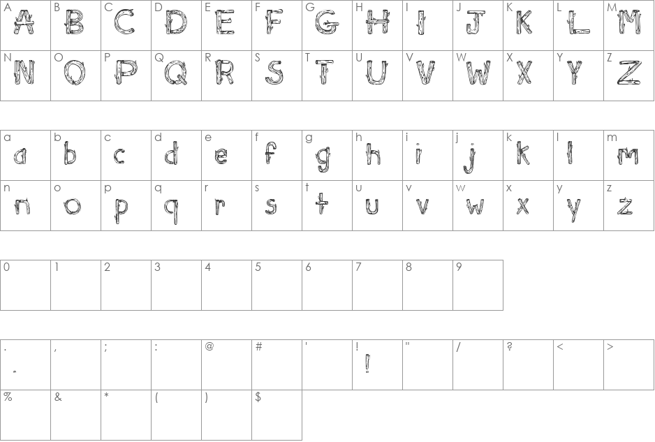 SketchLogs font character map preview