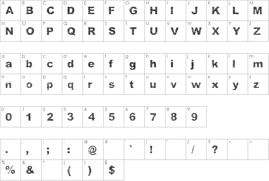 SketchMe font character map preview