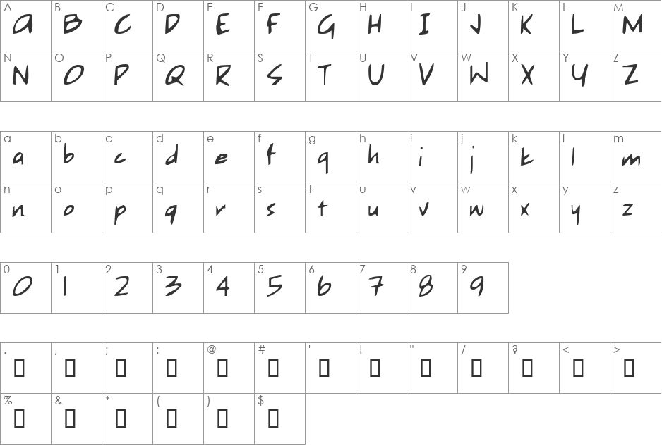 Sketchpad font character map preview