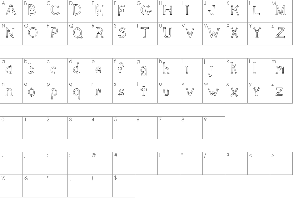 SketchPipes font character map preview