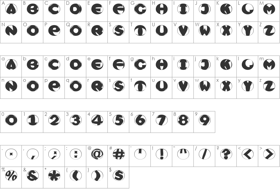 SketchRound font character map preview