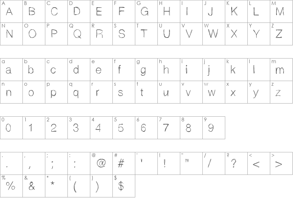 Sketchtica font character map preview