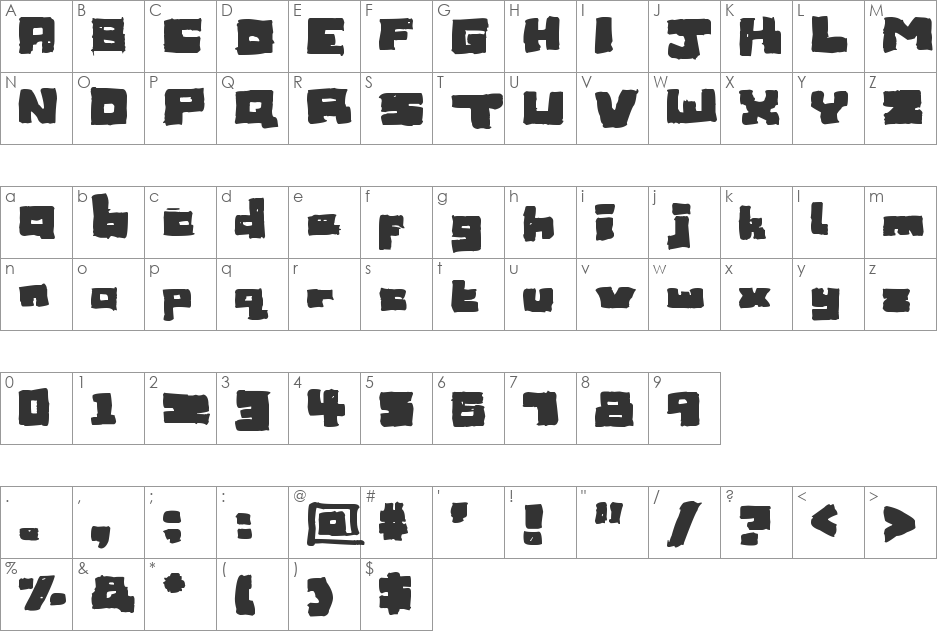 Sketchy font character map preview