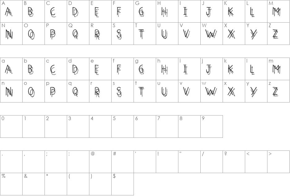 Sketchy Background font character map preview