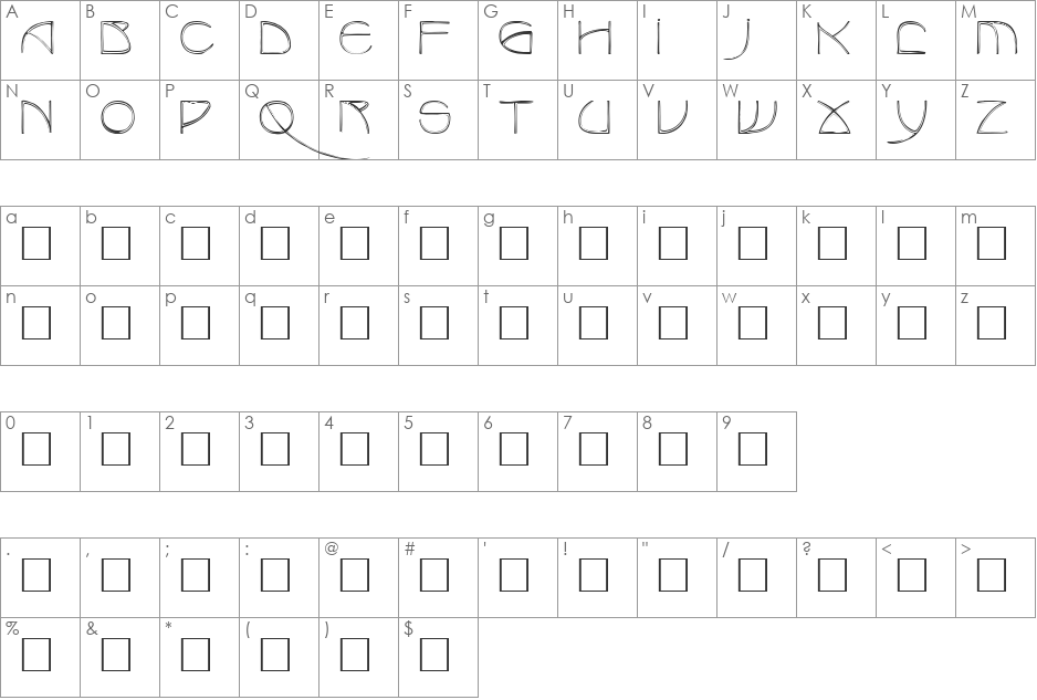 BAUDIER font character map preview