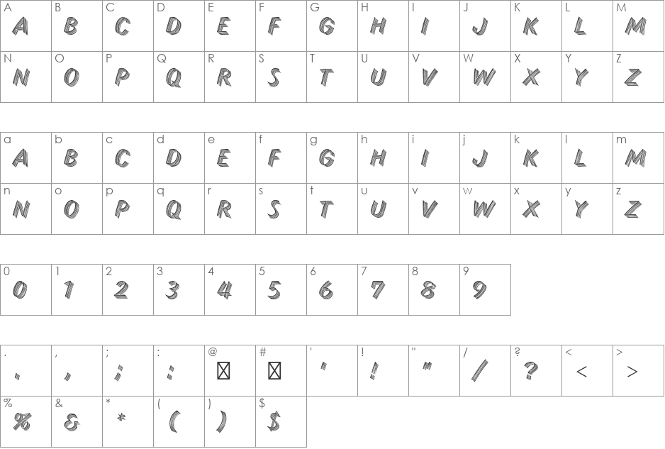 Skid Row Std font character map preview