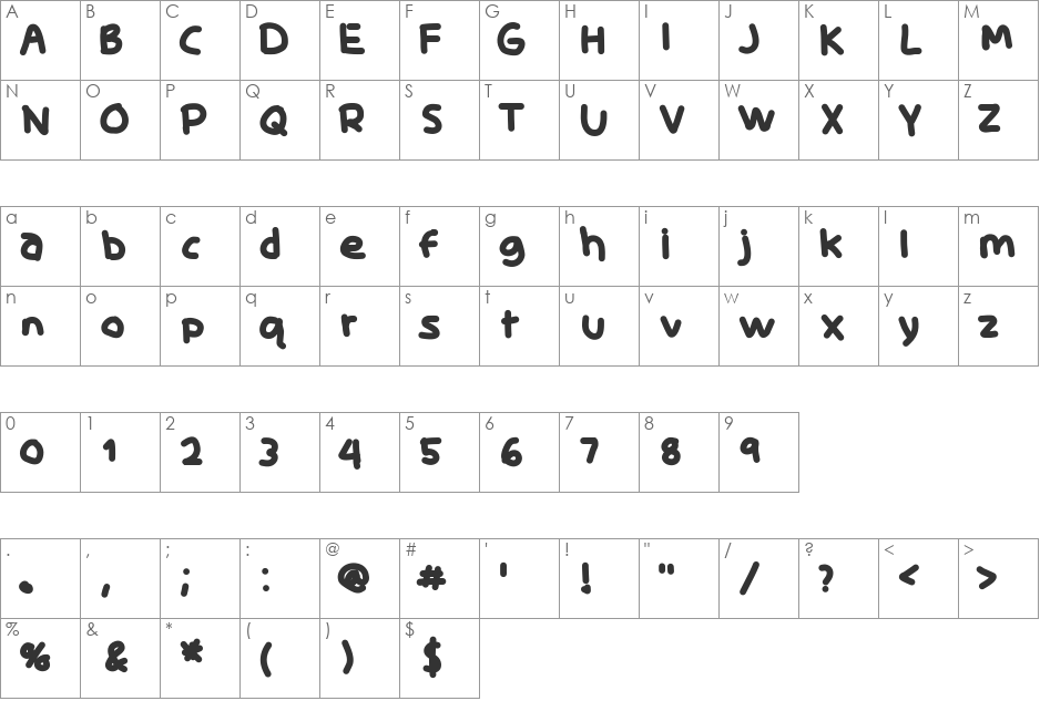 Skidoo font character map preview