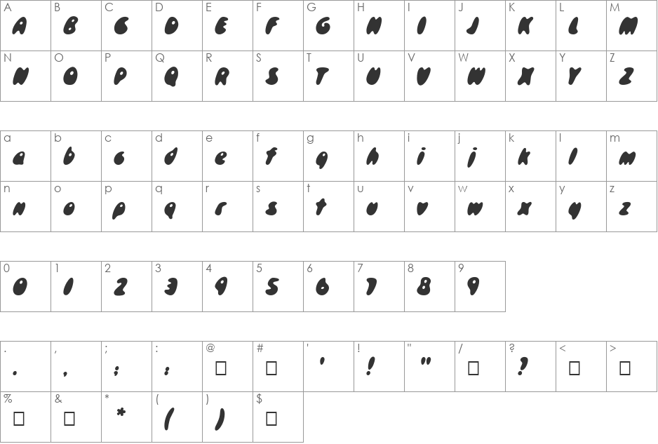 Skidoos Cyr font character map preview