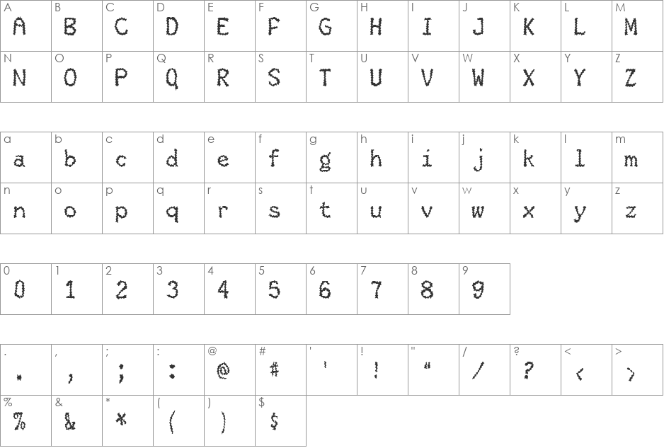 Skigway font character map preview
