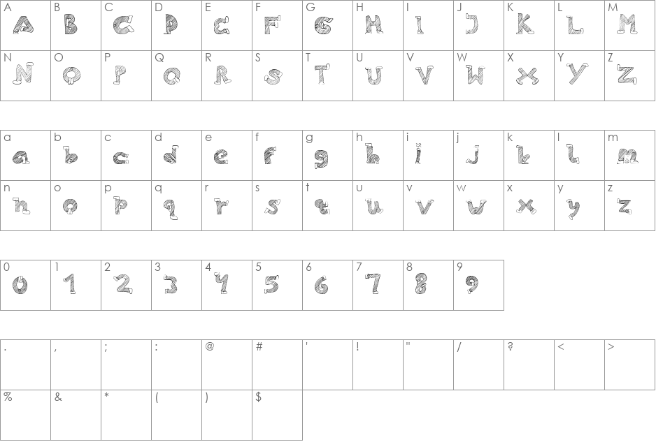 Skinny Jeans Doodles font character map preview