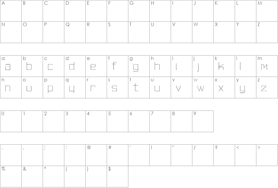 skinny minnie font character map preview