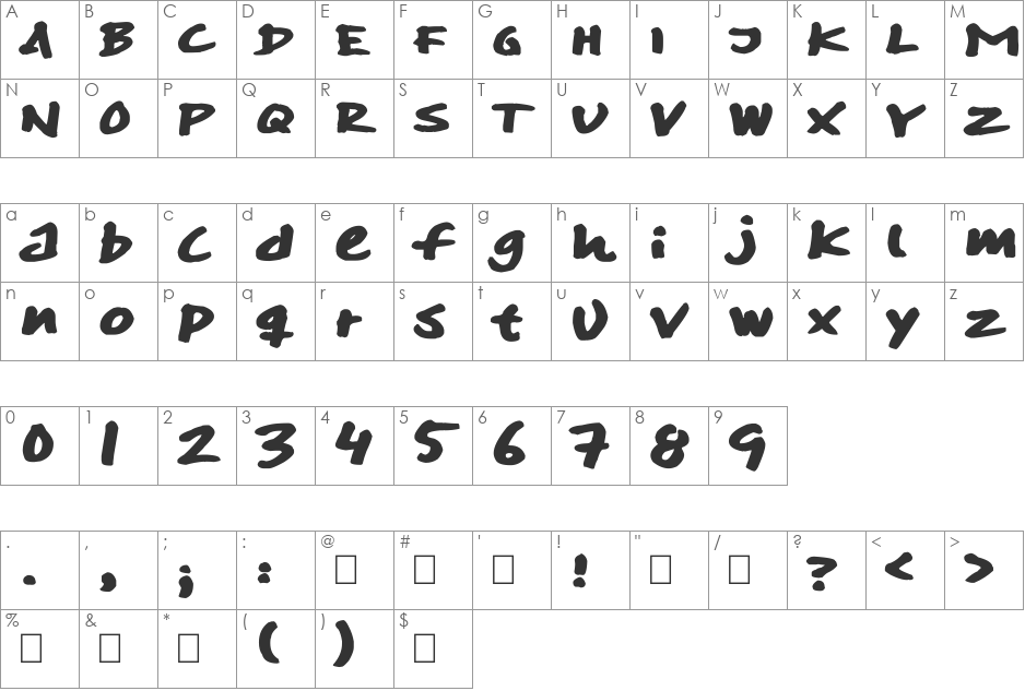 SkitserMarker font character map preview