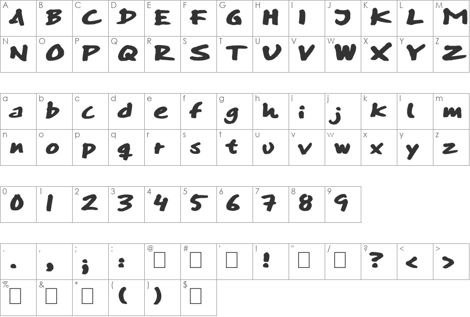 SkitserSwift font character map preview