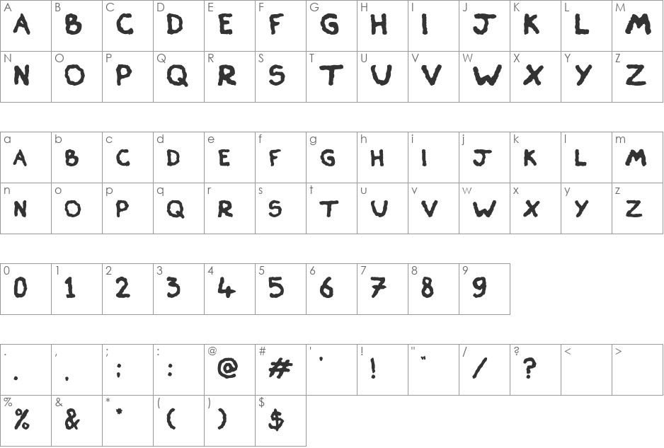 Skiver font character map preview
