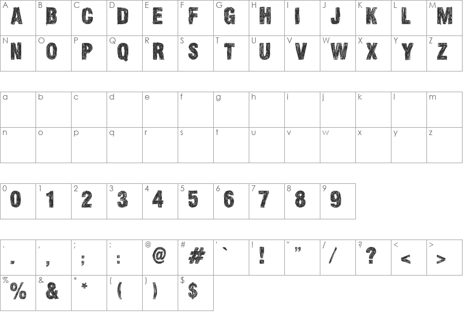 Skizzed DSG font character map preview