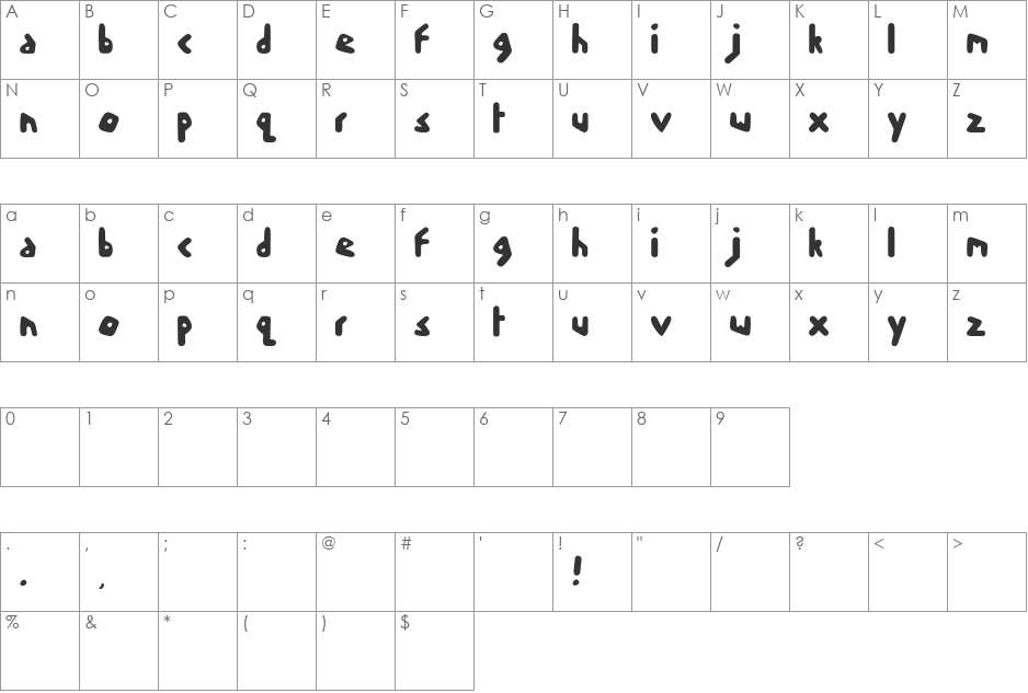 skoodle font character map preview