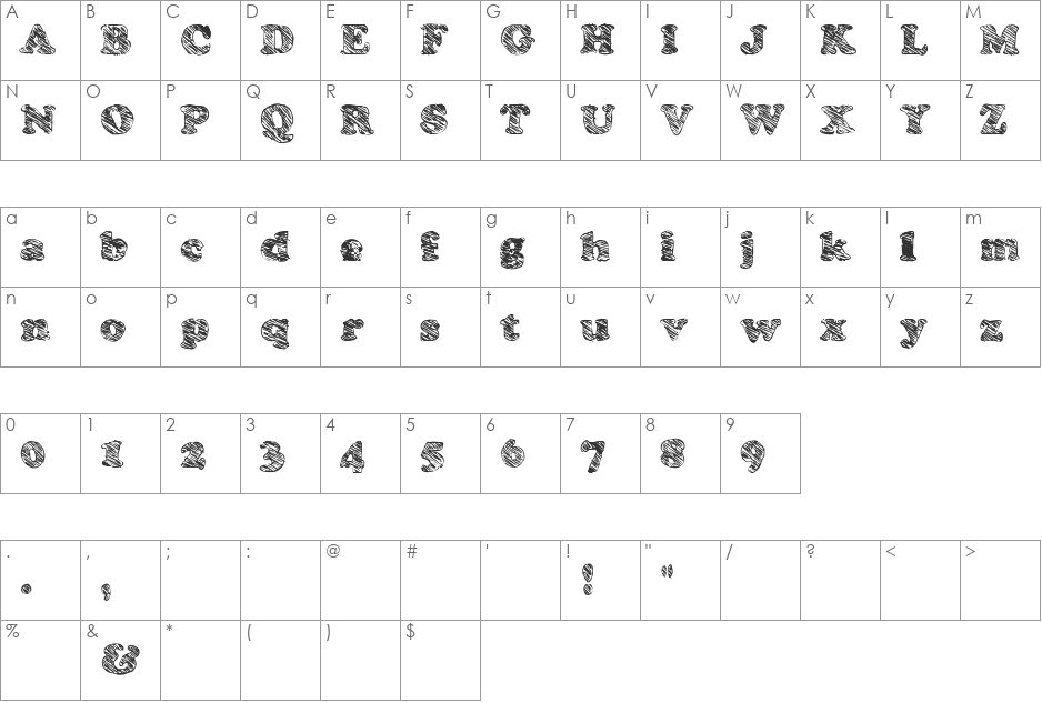 Skooper font character map preview