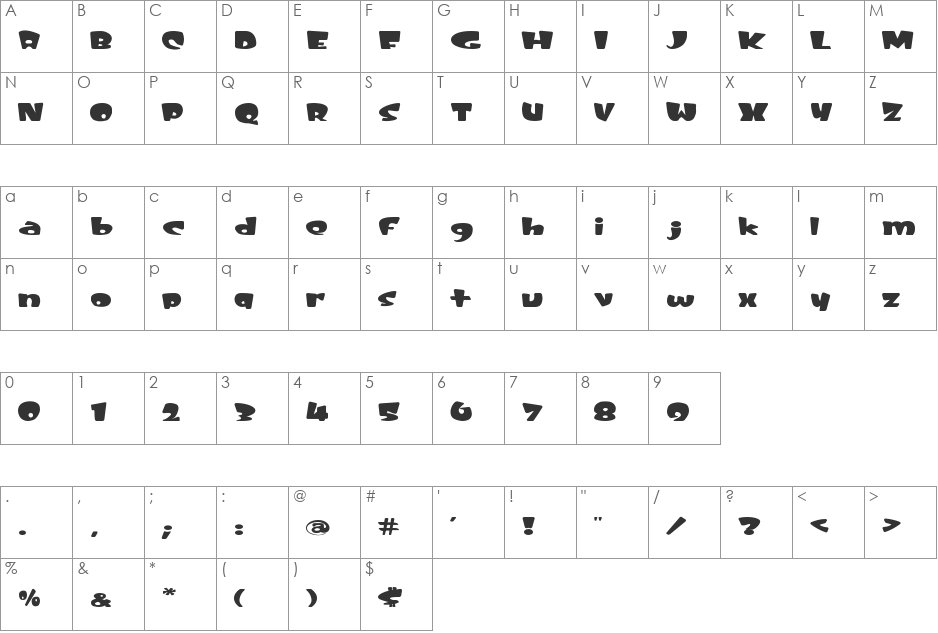 Skooz' you font character map preview