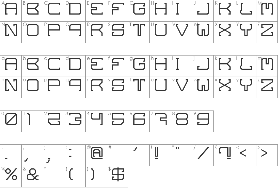 SKOV font character map preview