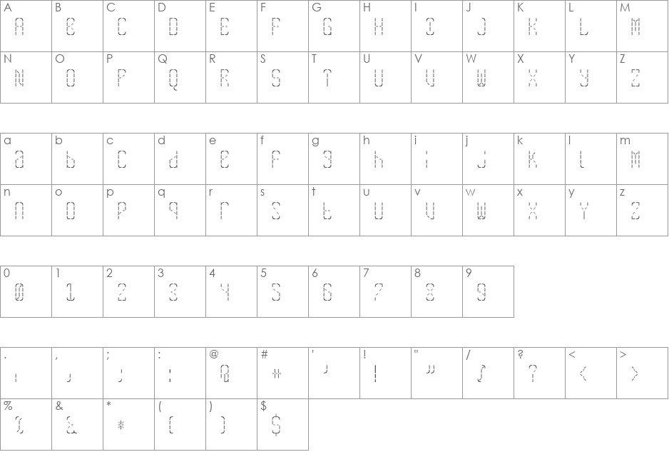SkreanFine font character map preview
