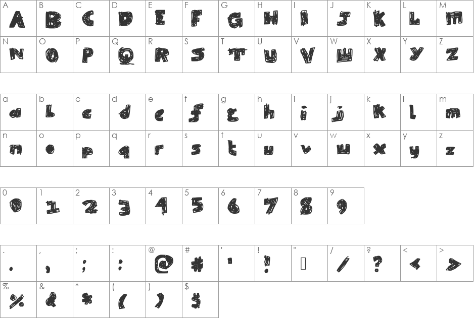 SkribbleBlack Black font character map preview