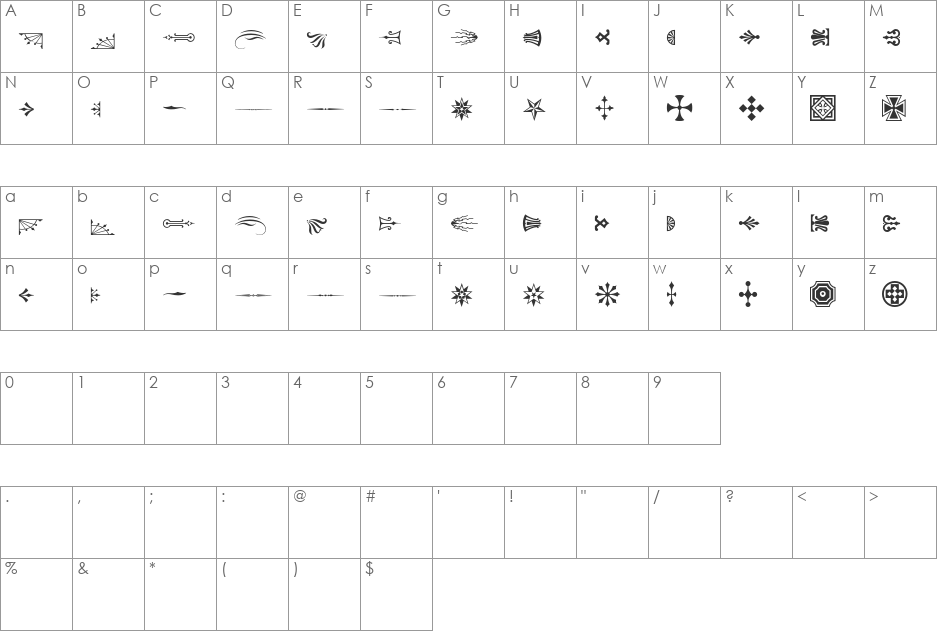 Adobe Wood Type font character map preview