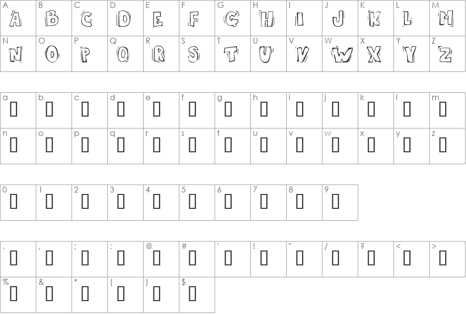 SKROTFONT font character map preview