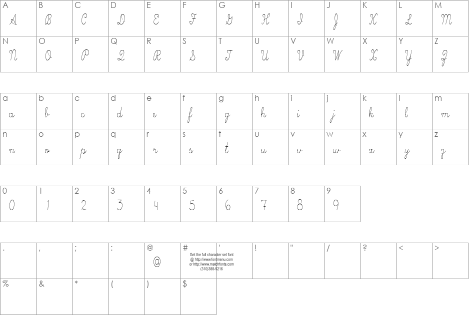 Skryptaag Tryout font character map preview