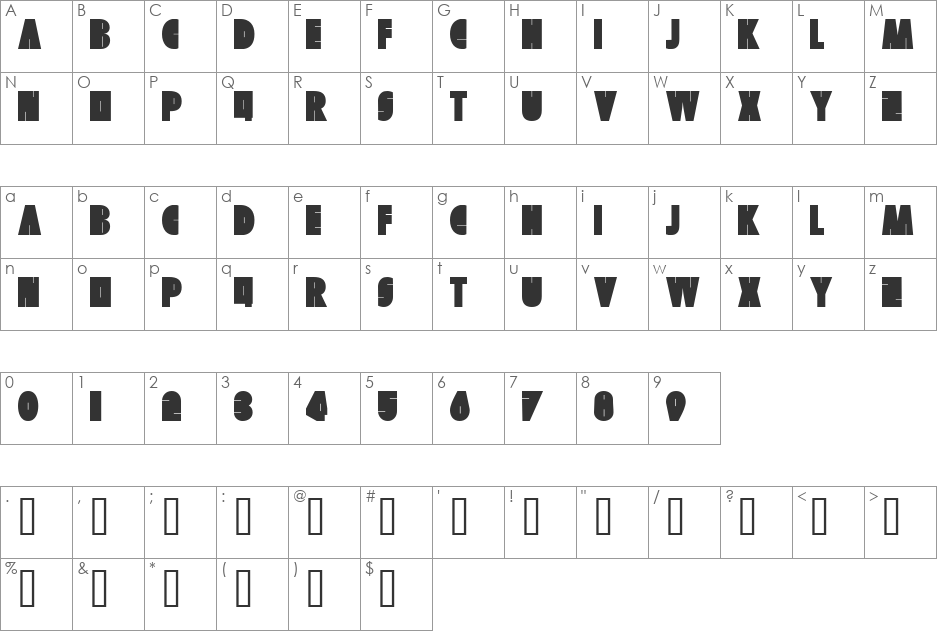 Skuer font character map preview