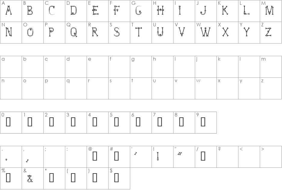 Skull and Bones Demo font character map preview