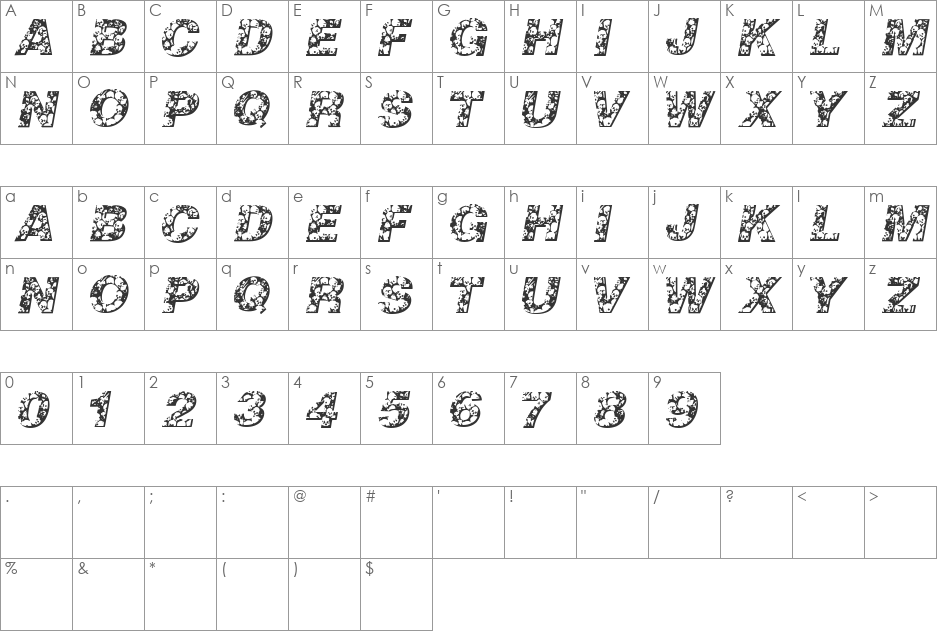 Skullvetica font character map preview