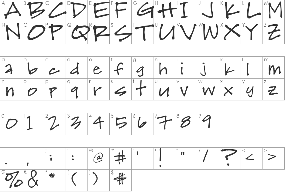 Skwirl font character map preview