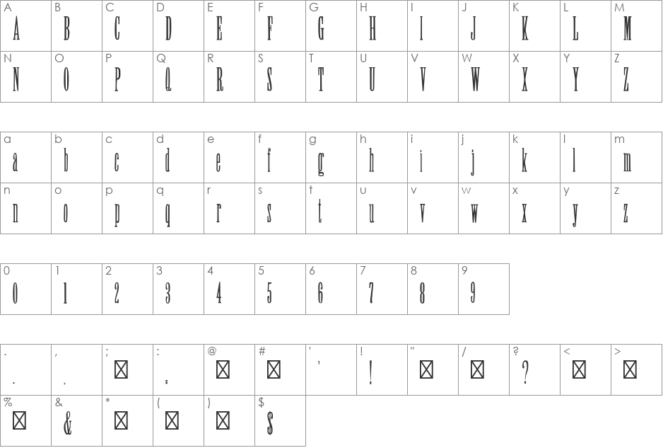 Sky High font character map preview