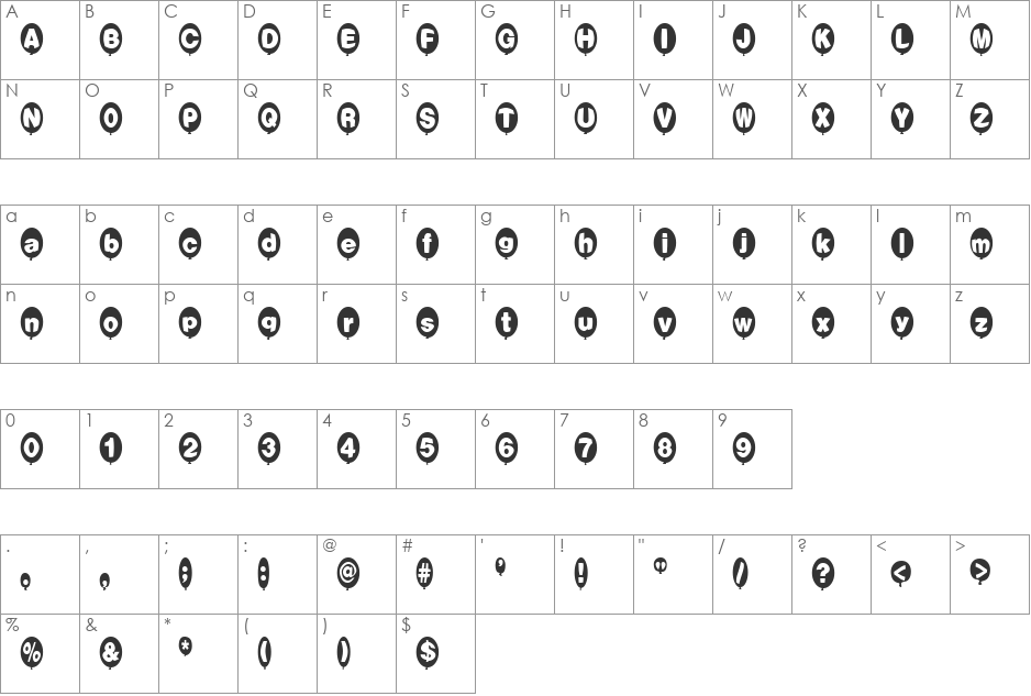 Skybound font character map preview