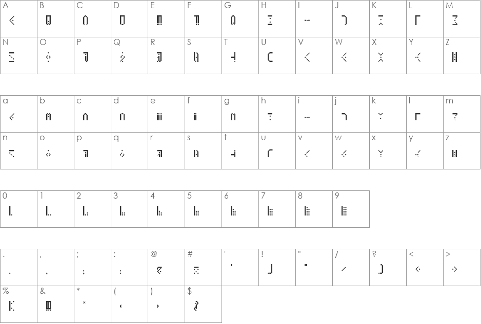 Skydon font character map preview