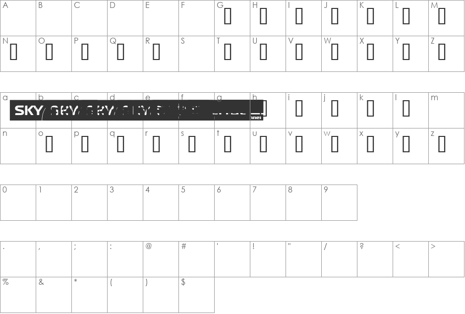 SKYfontnews font character map preview