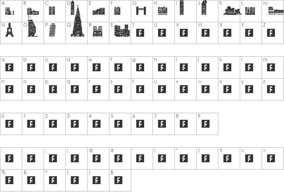 skylife font character map preview