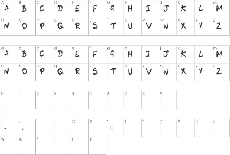 SK_LUNIE font character map preview