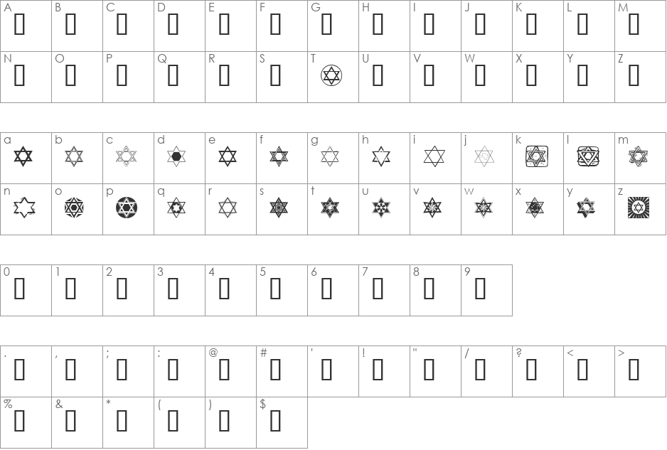 sl  star of david font character map preview